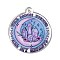 Halloween Printed Acrylic Pendants, Moon Pattern, 40x36x2mm, Hole: 2mm