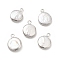 Baroque Natural Keshi Pearl Pendants, Flat Round Charms, with Brass Loops, Platinum, 15~17x11~13x3~4mm, Hole: 1.8mm