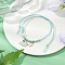 Flower & Elephant Alloy Enamel Charm Bracelets, Waxed Cotton Cord Braided Bead Bracelets for Women, with Acrylic Bead, Golden, Medium Turquoise, Inner Diameter: 3/4~3-7/8 inch(2~9.7cm)