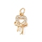 Brass Micro Pave Cubic Zirconia Pendants, Heart & Bowknot Charms, with Jump Ring, Golden, 15x9x3.5mm, Hole: 3.4mm