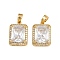 Brass Micro Pave Cubic Zirconia Pendants, Rectangle, Real 18K Gold Plated, 15.5x11x5.5mm, Hole: 4x2.5mm