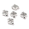 Tibetan Style Alloy Beads, Rhombus with Flower, Antique Silver, 10x10x3.5mm, Hole: 1.6mm, 1204pcs/1000g