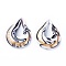 Handmade Lampwork Big Pendants, Gold Sand Lampwork, teardrop, White, 53x38~39x10~11mm, Hole: 11x28mm