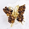 Raw Natural Tiger Eye Chip Mineral Specimen Display Decorations, with Butterfly Metal Holder, for Home Desktop Feng Shui Ornament, 65x75mm