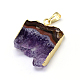 Естественно drusy аметист прямоугольник подвески G-P089-32G-3