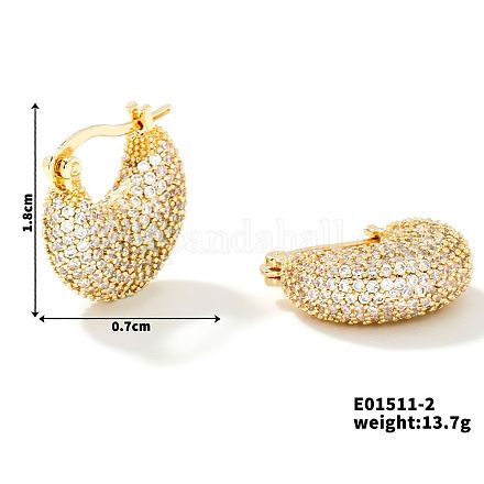 Серьги-кольца из латуни со стразами в форме луны для осени и зимы JO3025-2-1