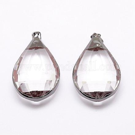 Граненый стеклянные большие кулоны GLAA-G025-02-1