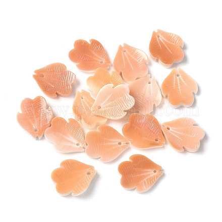 Подвески из натуральных морских ракушек с резными листьями SSHEL-C013-02C-1