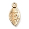 Alloy Pendants, Leaf with Letter Charm, Light Gold, Letter.E, 15.5x7.5x2.5mm, Hole: 1.5mm