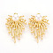 Rack Plating Alloy Pendants, with ABS Plastic Imitation Pearl Beads, Leaf, Light Gold, 33.5x22.5x9mm, Hole: 1.8mm