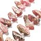 Natural Rhodonite Beads Strands, Nuggets, Top Drilled, with Seed Beads, 12.5~25x5~11x4.5~9.5mm, Hole: 1mm, about 33~37pcs/strand, 15.94''(40.5cm)