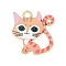 Alloy Enamel Pendants, Cat Shape Charms, Sandy Brown, 24.5x21.5x2mm, Hole: 2.5mm