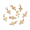 Brass Tiny Cross Charms, with Jump Rings, Long-Lasting Plated, Real 18K Gold Plated, 12x7.5x0.8mm, Jump Ring: 5x1mm, Inner Diameter: 3mm