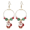 Alloy Enamel Dangle Earrings, with Plastic and Glass Beads, Santa Claus, Golden, 75x32mm
