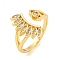 Eye Brass Micro Pave Clear Cubic Zirconia Open Cuff Rings for Women, Cadmium Free & Lead Free, Real 16K Gold Plated, Inner Diameter: 17mm