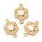 Rack Plating Brass Micro Pave Clear Cubic Zirconia Snowflake Links Connector Charms, with Synthetic Opal, Long-Lasting Plated, Lead Free & Cadmium Free, Real 18K Gold Plated, 21x14x3mm, Hole: 2mm