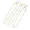 3Pcs 3 Style Natural Shell Beaded Link Chain Necklaces Set with Brass Golden Cable Chains, Heart & Star & Cross, Golden, 17.72 inch(45cm), 1Pc/style