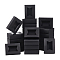 Rectangle Folding Paper Storage Boxes, Gift Case with Visible PVC Window, Black, 9.5x7x2.8cm, window: 37x61mm