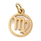 Ion Plating(IP) 304 Stainless Steel Charms, with Jump Ring, Laser Cut, Real 18K Gold Plated, Ring with Constellation Charm, Virgo, 13.5x11x1mm, Hole: 3mm