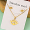Stainless Steel Pendant Necklace & Stud Earring, Golden, Eye, 10x7mm & 420mm