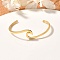Ion Plating(IP) 304 Stainless Steel Cuff Bangles, Golden, 2-1/4 inchx1-3/4 inch(5.65x4.6cm)