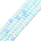 Opaque Spray Painted Glass Bead Strands, Frosted, Flat Round, Pale Turquoise, 4~4.5x3mm, Hole: 1mm, about 133~135pcs/strand, 15.43 inch~15.75 inch(39.2~40cm)