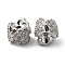 Brass Micro Pave Cubic Zirconia Spacer Beads, Heart, Real Platinum Plated, 6.5x5.5mm, Hole: 1mm