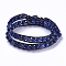 Natural Sodalite Round Bead Wrap Bracelets, with Korean Waxed Polyester Cords and 304 Stainless Steel Sewing Buttons, 15-3/8 inch(39cm), 10mm