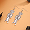 Halloween Cartoon Acrylic Skeleton Dangle Earrings for Women, Daily Wear Jewelry, Platinum, White, 70x20mm