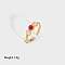 Round Natural Rose Quartz Ring, Stainless Steel Cuff Ring for Women, Real 18K Gold Plated