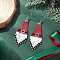 304 Stainless Steel Glass Seed Beads Christmas Hat Dangle Earrings, Stainless Steel Color, Colorful, 75x25mm