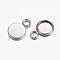 Tarnish Resistant 304 Stainless Steel Pendant Cabochon Settings, Plain Edge Bezel Cups, Flat Round, Stainless Steel Color, Tray: 6mm, 11.5x8x1mm, Hole: 2.5mm