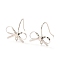Bowknot Shape Brass Earring Hooks, Bowknot Ear Wire, with Vertical Loops, Platinum, 22 Gauge, 16x15mm, Hole: 2mm, Pin: 0.6mm