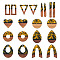 Pandahall 20Pcs 10 Styles Resin & White Wood Pendants, with Gold Color Paillettes, Teardrop & Arch & Donut, Mixed Shapes, Black, 24~51.5x7.5~29x3~4mm, Hole: 1.5~2mm, 2pcs/style.