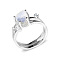 Triangle 925 Sterling Silver with Natural Moonstone Finger Rings, Platinum, US Size 7(17.3mm)