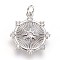 Brass Micro Pave Cubic Zirconia Pendants, with Jump Ring, Flat Round with Star, Clear, Platinum, 18x16x2mm, Hole: 2.5mm