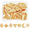 28Pcs 7 Style 304 Stainless Steel Pendants, Textured, Rhombus & Oval & Moon, Golden, 16~22x13~22x2~3mm, Hole: 1~1.4mm, 4pcs/style