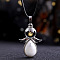 Angel Wings Natural Amazonite Teardropt Pendant Necklaces