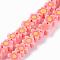 Handmade Flower Printed Polymer Clay Beads Strands, Flower, Light Salmon, 9.6x4mm, Hole: 1.4mm, about 38pcs/Strand, 12.99''(33cm)