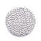 Non-Tarnish 304 Stainless Steel Charms, Textured, Laser Cut, Flat Round, Stainless Steel Color, 15x0.8mm, Hole: 1.5mm