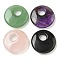 Natural Mixed Gemstone Pendants, Flat Round Charms, 28.5x7mm, Hole: 8.5mm