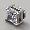 Clear Cubic Zirconia Square Clip-on Earrings, Magnetic 316 Stainless Steel Non-piercing Earrings for Women, Stainless Steel Color, 7x7x6mm