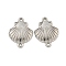 Tarnish Resistant 304 Stainless Steel Links Connector Charms, Shell Shape, Stainless Steel Color, 17x13x3.5mm, Hole: 1mm