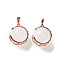 Natural Quartz Crystal Pendants, Rock Crystal Pendants, Ball Sphere Charms with Rose Gold Tone Brass Findings, 24x21x18mm, Hole: 8x5mm