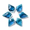 Faceted Glass Pendants, Leaf, Teal, 22x15.5x8.5mm, Hole: 1mm