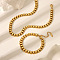 304 Stainless Steel Rectangle Link Chain Necklaces & Bracelets Set, Premium Jewelry, Real 18K Gold Plated