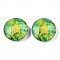 Glass Paper Snap Buttons, with Plastic & Iron Snap Caps, Garment Buttons, Flat Round, Tree Pattern, 35x13~14mm