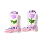 Handmade Lampwork Enamel Beads, Boot with Flower, Pink, 24x17x8~8.5mm, Hole: 1.4mm