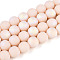 Frosted Opaque Glass Beads Strands, Round, Half Plated, AB Color Plated, PapayaWhip, 9.5~10mm, Hole: 1.2mm, about 39~41pcs/strand, 14.57~15.75 inch(37~40cm)