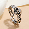 Halloween Skull Head Alloy Finger Rings, Curb Chain Open Cuff Ring for Unisex, Antique Silver, Inner Diameter: 21mm
